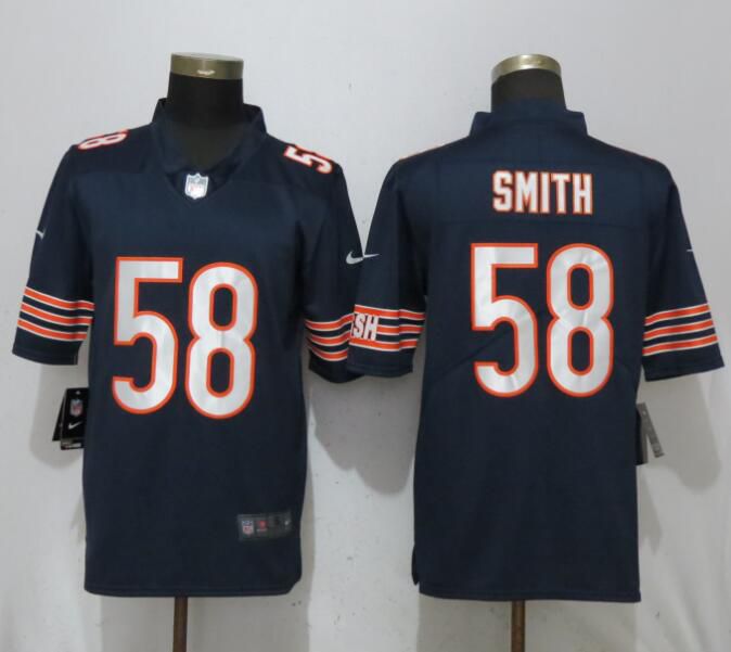 Men Chicago Bears 58 Smith Navy Blue Vapor Untouchable Player Nike Limited NFL Jerseys